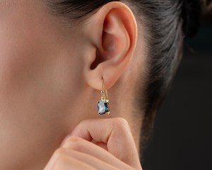Pendientes Colgantes de Topacio Místico, Gema Iridiscente Arcoíris, Plata de Ley 925, Chapado en Oro de 14K - Product Image 6