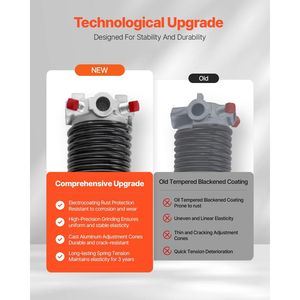 Coppia di molle a torsione per garage con rivestimento nero da 0,250 x 2 x 35, 16.000 cicli, elettroforese, ricambio per apriporta garage neri - Product Image 3