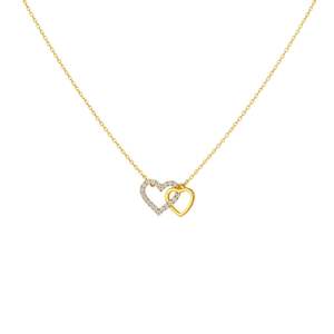 Platinum and White Gold Twin Heart Pendant with <b>Opal</b> and Diamond for Women - Product Image 3