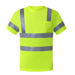เสื้อยืดผ้าฝ้ายสำหรับงานที่มองเห็นได้ชัดเจนพร้อมแถบสะท้อนแสงแบบกำหนดเองได้ ราคาขายส่ง - Product Image 1