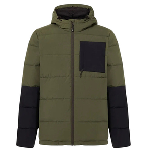 Blouson matelassé coupe-vent à capuche pour homme - Léger, écologique, résistant à l'eau, tricoté, fermeture éclair unie, style streetwear - Product Image 1
