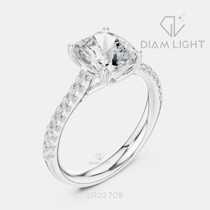 Bague de mariage en or blanc 14 carats avec diamant de laboratoire de 2,00 carats, taille coussin, certifiée IGI, bijou raffiné, cadeau pour fiançailles, mariage ou anniversaire - Product Image 2