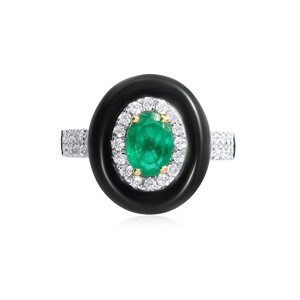 Bague polyvalente en diamant Unity, élégante bague cocktail en émeraude et onyx noir en or 18 carats, bijoux fins de luxe pour femmes - Product Image 3