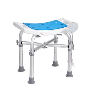 Sedia da doccia portatile regolabile in altezza con barra di supporto e superficie antiscivolo - Product Image 4