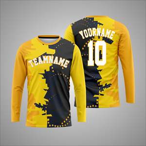 Maillot de sport à manches longues personnalisé par sublimation, impression du nom et du numéro de l'équipe, 100% polyester, séchage rapide à l'avant - Product Image 1