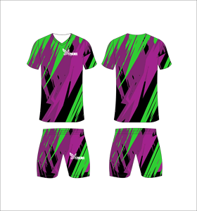 Conjunto de Camiseta de Fútbol Sublimada Ferocious, Cuello en V, Manga Corta, Absorbe la Humedad, Ajuste Atlético, para Todas las Temporadas, Patrón Geométrico - Product Image 1