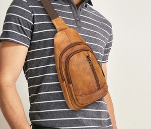 Bolso de pecho de cuero genuino de alta calidad, precio inmejorable, moderno, para hombre, negro, multifuncional, bandolera de cuero. - Product Image 1