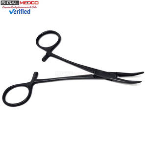Pinzas Hemostáticas con Bloqueo, 5 Pulgadas, Curvas, Mordazas Totalmente Dentadas, Acero Inoxidable Negro, Pinza Quirúrgica Manual, Certificación CE, para Enfermeras y Médicos - Product Image 5