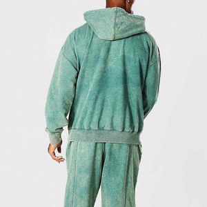 Sweat à capuche oversize délavé pour homme, couleur unie, en coton French Terry, style streetwear décontracté, coupe automne - Product Image 3
