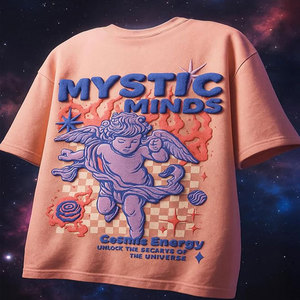เสื้อยืดลำลองผู้ชาย Mystic Minds ทรงปกติ ผ้าฝ้ายถัก 100% แขนสั้น พิมพ์ลายด้านหลัง คอกลม ความยาวปกติ - Product Image 4