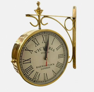 Vintage Iron Railway Round Analog Quartz <b>Battery</b> Powered Pendulum Style Metal Hanging Wall <b>Clock</b> for Living Room Decor - Product Image 2