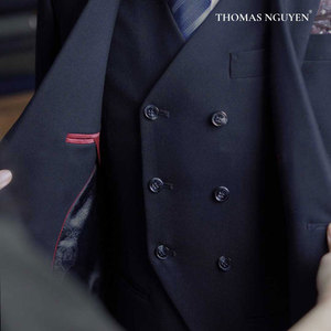 Costume de mariage sur mesure bleu marine Infinite Love 3 pièces - Smoking de luxe pour homme |   Fabriqué au Vietnam - Product Image 5