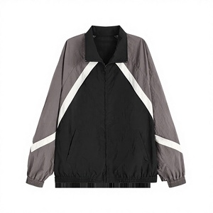 เสื้อแจ็คเก็ตกันลมผู้ชายแบบสั่งทำพิเศษ - ซิปแบบรูดขึ้น วัสดุไนลอน สไตล์วาร์ซิตี้ ทรงโอเวอร์ไซส์ กันลม พร้อมดีไซน์แบบปะติด - Product Image 1