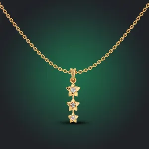 Colgante de Lujo Minimalista con Tres Diamantes Florales Cultivados en Laboratorio para Mujer en Oro de 10K, 14K, 18K, Regalo de Joyería Fina - Product Image 1