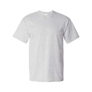 T-shirt décontracté pour homme en coton gris à col rond et manches courtes, tissu tricoté uni, idéal pour l'été - Product Image 5