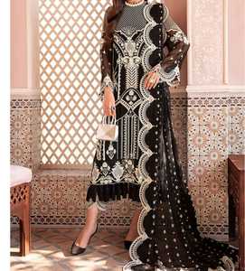 Ensemble shalwar kameez 3 pièces en chiffon traditionnel de haute qualité pour femmes, avec châle brodé pour mariage et fête - Product Image 1