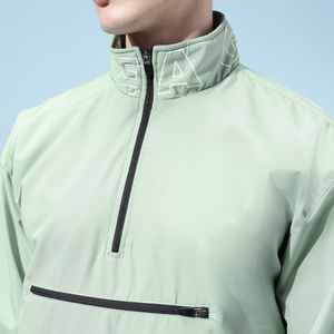 Chaqueta Bomber Verde Claro para Hombre, Cuello Alto, Cortavientos, Informal, de Poliéster, para Otoño, Corte Regular, Cierre de Cremallera - Product Image 4
