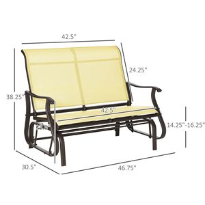 "Modern 2-Person Patio Mesh Glider <b>Swing</b> Chair with Steel <b>Frame</b> for Backyard" - Product Image 3