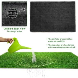 3ft X 32ft Premium tappetino in erba artificiale fori di drenaggio 0.6 pollici spessi supporto in gomma finta per aree per animali domestici interni/esterni - Product Image 2