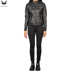 Chaqueta de Mujer de Cuero PU Tejido con Bolsillos, en Color Negro, de Buena Calidad, con el Mejor Material, Diseño Único y a la Moda - Product Image 3