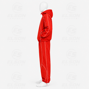 Fabrication OEM, logo personnalisé, ensemble de veste zippée à deux pièces, ensemble long, coupe-vent en polyester, survêtements pour hommes - Product Image 3