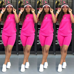 Conjunto de 2 Piezas de Pantalones Cortos para Mujer, Tallas Grandes, Trajes Deportivos de Verano, Conjunto de Dos Piezas para Damas - Product Image 1