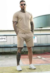 Conjunto de Camiseta y Pantalones Cortos de Verano de Algodón Ecológico Vintage, Unisex, de Dos Piezas para Hombre - Product Image 3