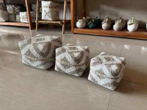 Indonesian's Best Seller Beaded Cube Storage Box Classic Style Plant Fiber Rattan Wardrobe Living Room Decorative <b>Double</b> - Product Image 3