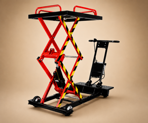 Plateforme élévatrice à ciseaux industrielle Tayo ETC300 rouge et noire avec panneau de commande électrique, guidon, capacité de 3 tonnes, hauteur de levage supérieure à 72,8 pouces - Product Image 1