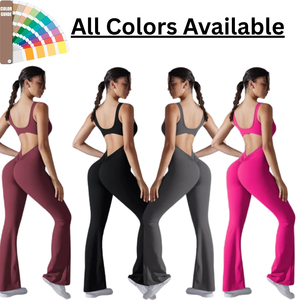 2026 Custom Logo Solid Breathable Yoga <b>Leggings</b> Women High Waist <b>Flare</b> Pants Cross Back Sports Bra 6 Piece Workout Gym - Product Image 6