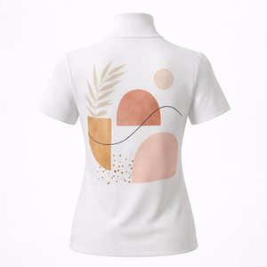 Vente en gros de t-shirts à col roulé décontractés à manches courtes pour femmes avec logo sur le devant - 100% coton, service OEM - Product Image 2