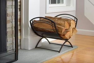 Modern Oval Steel <b>Log</b> <b>Holder</b> Powder Coated Firewood Storage Outdoor <b>Fireplace</b> Accessory - Product Image 6