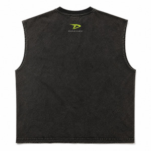 Débardeur oversize Y2K sans manches, en coton épais délavé au charbon, avec motif vert fluo, style streetwear, coupe carrée - Product Image 4