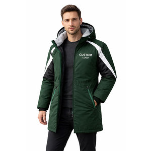 Wholesale Swim <b>Parka</b> <b>Jacket</b> <b>Waterproof</b> Hooded Long Winter Coat Black Green with Fleece Lining Custom Logo Team Sports <b>Jacket</b> - Product Image 2
