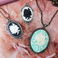 Collier camée Rose avec pendentif, bijoux Vintage pour femmes et filles