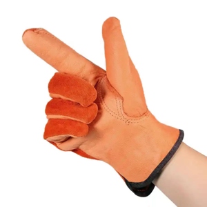 Cowhide Grain & Split Leather <b>Driver</b> <b>Gloves</b> XL Size Soft Comfortable Cotton Liner Elastic Cuff Breathable Anti-Slip Industrial - Product Image 2