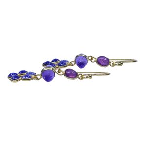 Joyería de Plata de Ley 925 Chapada en Oro para Bodas, Juego de Aretes con Gemas de Amatista y Turmalina para Mujer - Product Image 2