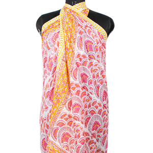 Vibrant Multicolor Handmade Block Printed Eco-friendly Reversible Cotton Sarong Long Pareo Summer Dress <b>Wrap</b> Scarf - Product Image 6