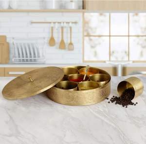 Boîte à épices en laiton à prix abordable avec support – Rangement de cuisine pour Masala Dani Dabba et herbes aromatiques - Product Image 3