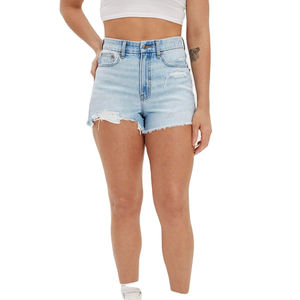 Shorts en jean tendance en coton pour femme, taille haute, avec boutons, effet délavé, décontractés, pour l'été - Product Image 2