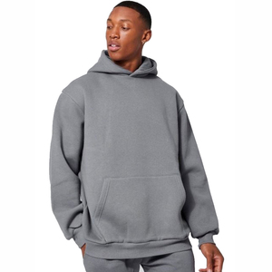 <b>Men's</b> <b>Grey</b> Hooded Pullover <b>Sweatshirt</b> By KALEEM QUALITY WEAR 100% Cotton Fleece Regular Fit Casual Autumn Wear - Product Image 1