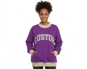 Sweat-shirt à col montant pour femme de haute qualité, à manches longues, extensible, côtelé, avec service OEM, pour un usage quotidien décontracté, pull-over - Product Image 2