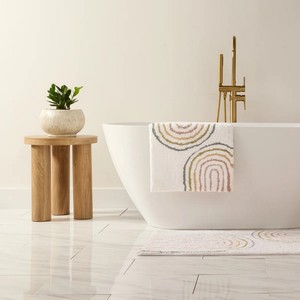 Tapis de bain en coton rayé, rectangulaire, style moderne, super doux, antidérapant, avec dos en caoutchouc, pour la maison et l'hôtel - Product Image 1