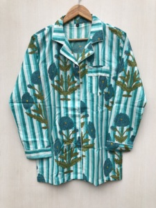 Floral cotton night <b>suit</b> Handmade Cotton <b>Pajama</b> Set Hand Block Print Floral Indian Night <b>Suit</b> cotton wear dress - Product Image 3
