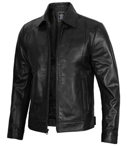 Chaquetas de Cuero Genuino Personalizadas para Hombre |   Ropa Exterior de Piel de Cordero Negra de Primera Calidad |   Estilos Harrington y Biker Disponibles |   Marca Privada OEM M - Product Image 6