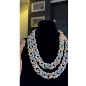 High Demand Moissanite Silver <b>Iced</b> <b>Out</b> Cuban <b>Chain</b> Gold and Silver Finish Custom Wholesale Fashion Jewelry for Gift and Sale - Product Image 3