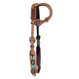 Mejor calidad hecho a mano 100% cuero genuino occidental con cuentas una oreja Headstall proveedor al por mayor fabricante - Product Image 1