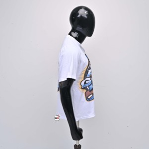 T-shirt de baseball blanc pour homme de qualité supérieure avec logo personnalisé, imprimé, décontracté, col rond, manches courtes, coupe classique, en coton - Product Image 2