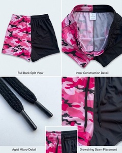 Shorts de rugby de secado rápido de dos tonos, diseño personalizado, transpirables, sublimados, 100% poliéster, color rosa, estilo australiano, con bolsillos. - Product Image 4
