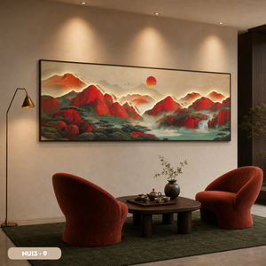 Peinture murale paysage montagneux du Vietnam en soie, artisanat exquis fait main, décoration intérieure, marque HALO, vente en gros usine - Product Image 2